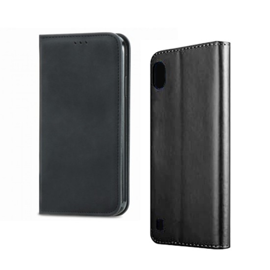 Leather Flip Cover with Internal Pocket For Samsung Galaxy A10 Black